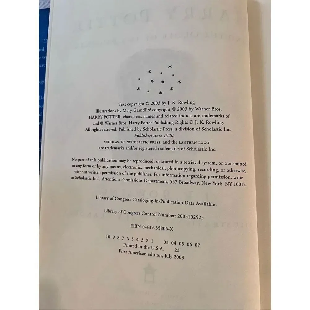 American 1st Edition HARRY POTTER ORDER OF THE PHOENIX - J.K. Rowling